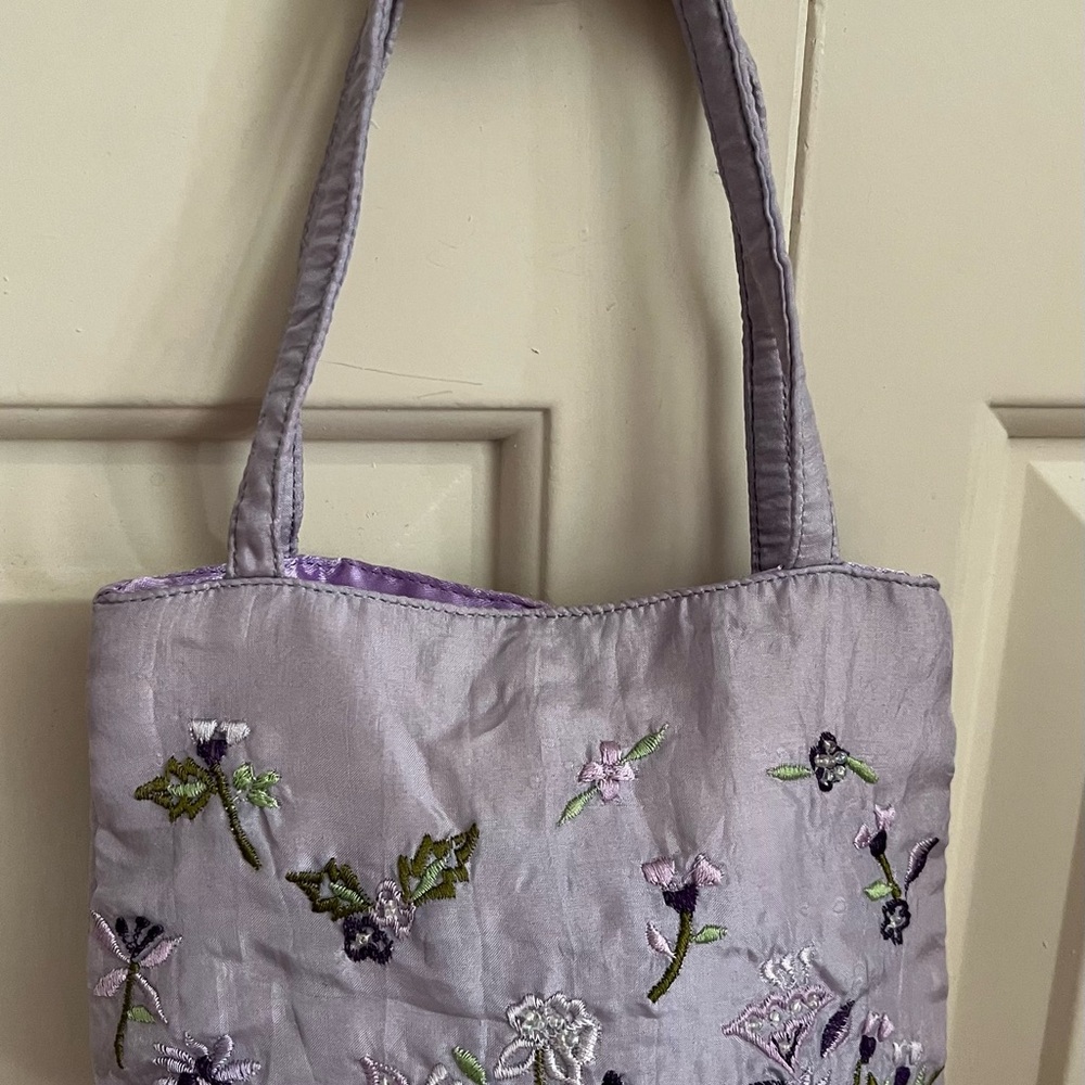Alexia Crawford Embroidered Lavender Bag